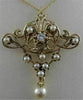 ANTIQUE DIAMOND PEARL 14K YELLOW GOLD OPEN FILIGREE VICTORIAN PIN PENDANT #2360
