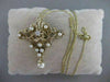 ANTIQUE DIAMOND PEARL 14K YELLOW GOLD OPEN FILIGREE VICTORIAN PIN PENDANT #2360