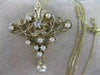 ANTIQUE DIAMOND PEARL 14K YELLOW GOLD OPEN FILIGREE VICTORIAN PIN PENDANT #2360