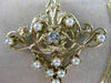 ANTIQUE DIAMOND PEARL 14K YELLOW GOLD OPEN FILIGREE VICTORIAN PIN PENDANT #2360