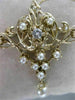 ANTIQUE DIAMOND PEARL 14K YELLOW GOLD OPEN FILIGREE VICTORIAN PIN PENDANT #2360