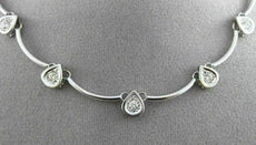 ANTIQUE ROUND .50CT DIAMOND 14KT WHITE GOLD 5 STONE PEAR ITALIAN NECKLACE #1809