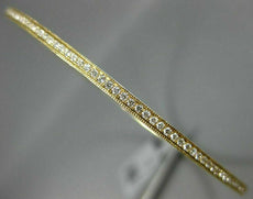 .83CT DIAMOND 18KT YELLOW GOLD 3D 2mm CLASSIC ETERNITY MILGRAIN BANGLE BRACELET