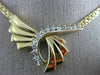 ANTIQUE .55CT DIAMOND 14KT WHITE & YELLOW GOLD 3D BOW FLAT SWIRL NECKLACE 1#7227