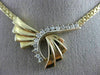 ANTIQUE .55CT DIAMOND 14KT WHITE & YELLOW GOLD 3D BOW FLAT SWIRL NECKLACE 1#7227