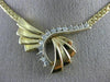 ANTIQUE .55CT DIAMOND 14KT WHITE & YELLOW GOLD 3D BOW FLAT SWIRL NECKLACE 1#7227