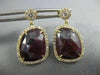 LARGE 12.19CT DIAMOND & AAA RUBY 14K YELLOW GOLD TEAR DROP HALO HANGING EARRINGS