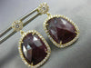 LARGE 12.19CT DIAMOND & AAA RUBY 14K YELLOW GOLD TEAR DROP HALO HANGING EARRINGS