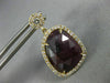 LARGE 12.19CT DIAMOND & AAA RUBY 14K YELLOW GOLD TEAR DROP HALO HANGING EARRINGS