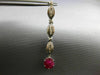 LARGE 4.10CT DIAMOND & AAA RUBY 14K WHITE GOLD OVAL & BAGUETTE HANGING EARRINGS