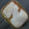 ANTIQUE LARGE 14KT YELLOW GOLD 3D HANDCRAFTED LADY CAMEO BROOCH PENDANT #1328