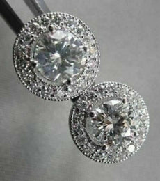 ANTIQUE 1.40CT 3D ROUND DIAMOND FILIGREE 14KT WHITE GOLD EARRINGS ONE OF A KIND!