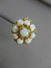 ANTIQUE FIERY OPAL 14K Y GOLD ROUND FLOWER CLUSTER FILIGREE COCKTAIL RING #21455