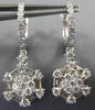 LARGE 14KT WHITE GOLD HUGGIE HANGING EARRINGS. 3D FLOWER OCTAGON DESIGN
