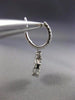 LARGE 14KT WHITE GOLD HUGGIE HANGING EARRINGS. 3D FLOWER OCTAGON DESIGN