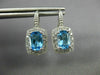 ESTATE 3.31CT CZ & AAA BLUE TOPAZ 14KT WHITE GOLD 3D LEVERBACK HANGING EARRINGS