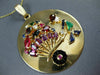 ANTIQUE 10.15CT DIAMOND & AAA GEM 14KT YELLOW GOLD 3D CIRCULAR FUN PENDANT #1971