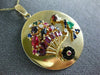 ANTIQUE 10.15CT DIAMOND & AAA GEM 14KT YELLOW GOLD 3D CIRCULAR FUN PENDANT #1971