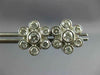 ANTIQUE LARGE 1.14CT DIAMOND 14KT WHITE GOLD FLOWER CLUSTER BEZEL EARRINGS #1958