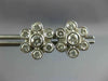 ANTIQUE LARGE 1.14CT DIAMOND 14KT WHITE GOLD FLOWER CLUSTER BEZEL EARRINGS #1958