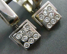 ESTATE .45CT DIAMOND 14KT WHITE GOLD SQUARE ETOILE HANGING HUGGIE EARRINGS #709