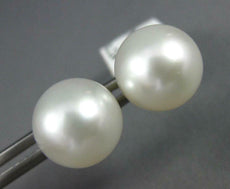 ESTATE NATURAL WHITE AAA SOUTH SEA PEARL 14KT WHITE GOLD 3D STUD EARRINGS #2709