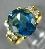 ANTIQUE 2.35CT ROUND DIAMOND & AAA OVAL BLUE TOPAZ 14KT YELLOW GOLD RING #16494