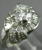 ANTIQUE WIDE 1.59CT DIAMOND PLATINUM 3D ROUND & BAGUETTE ENGAGEMENT RING #26657