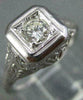 ANTIQUE .22CT DIAMOND 18KT WHITE GOLD 3D SOLITAIRE SQUARE ENGAGEMENT RING #26655