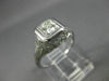 ANTIQUE .22CT DIAMOND 18KT WHITE GOLD 3D SOLITAIRE SQUARE ENGAGEMENT RING #26655