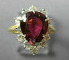 3.55CT DIAMOND & AAA PINK TOURMALINE 14K 2 TONE GOLD PEAR SHAPE ENGAGEMENT RING
