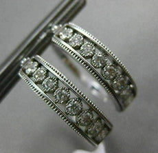 ESTATE .52CT DIAMOND 14KT WHITE GOLD 3D CLASSIC FILIGREE MILGRAIN HOOP EARRINGS