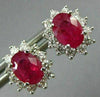 ESTATE 2.61CT DIAMOND & AAA RUBY 14K WHITE GOLD OVAL FLOWER STUD EARRINGS #26511