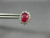 ESTATE 2.61CT DIAMOND & AAA RUBY 14K WHITE GOLD OVAL FLOWER STUD EARRINGS #26511