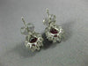 ESTATE 2.61CT DIAMOND & AAA RUBY 14K WHITE GOLD OVAL FLOWER STUD EARRINGS #26511