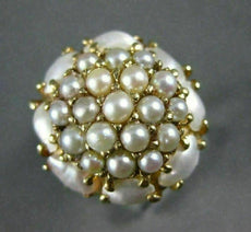 ANTIQUE LARGE AAA SOUTH SEA PEARL 14KT YELLOW GOLD 3D FLOWER CLUSTER RING #22299