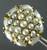 ANTIQUE LARGE AAA SOUTH SEA PEARL 14KT YELLOW GOLD 3D FLOWER CLUSTER RING #22299