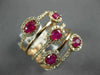 ESTATE LARGE 1.65CT DIAMOND & AAA RUBY 14KT ROSE GOLD MULTI ROW ANNIVERSARY RING