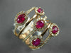 ESTATE LARGE 1.65CT DIAMOND & AAA RUBY 14KT ROSE GOLD MULTI ROW ANNIVERSARY RING