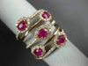 ESTATE LARGE 1.65CT DIAMOND & AAA RUBY 14KT ROSE GOLD MULTI ROW ANNIVERSARY RING