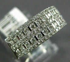 ESTATE WIDE .75CT DIAMOND 14KT WHITE GOLD 3D CLASSIC MULTI ROW ANNIVERSARY RING