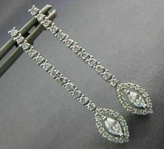 ESTATE .78CT ROUND & MARQUISE DIAMOND 18K WHITE GOLD 3D CLASSIC HANGING EARRINGS