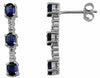 ESTATE 1.62CT DIAMOND & AAA SAPPHIRE 14K WHITE GOLD THREE STONE HANGING EARRINGS