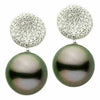 ESTATE LARGE .54CT DIAMOND & AAA TAHITIAN PEARL 14KT WHITE GOLD HANGING EARRINGS