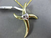 ESTATE .05CT DIAMOND 14K WHITE & YELLOW GOLD 3D HEART ETOILE CROSS PENDANT #2012