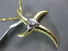 ESTATE .05CT DIAMOND 14K WHITE & YELLOW GOLD 3D HEART ETOILE CROSS PENDANT #2012