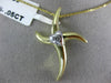 ESTATE .05CT DIAMOND 14K WHITE & YELLOW GOLD 3D HEART ETOILE CROSS PENDANT #2012
