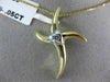 ESTATE .05CT DIAMOND 14K WHITE & YELLOW GOLD 3D HEART ETOILE CROSS PENDANT #2012