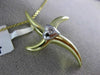 ESTATE .05CT DIAMOND 14K WHITE & YELLOW GOLD 3D HEART ETOILE CROSS PENDANT #2012