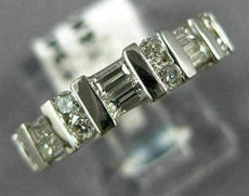 ESTATE .60CT ROUND & BAGUETTE DIAMOND 14KT WHITE GOLD 3D ANNIVERSARY RING #9498